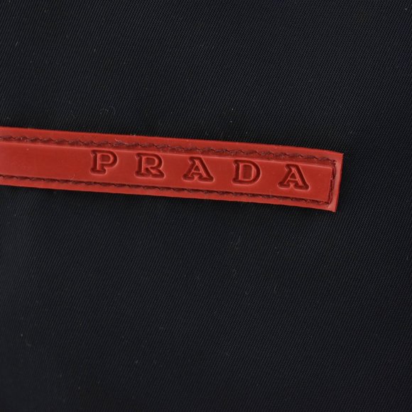 PRADA "Linea Rossa": Navy Blue, Tessuto Nylon & Logo Duffel/Weekender Bag (td) - Picture 3 of 13